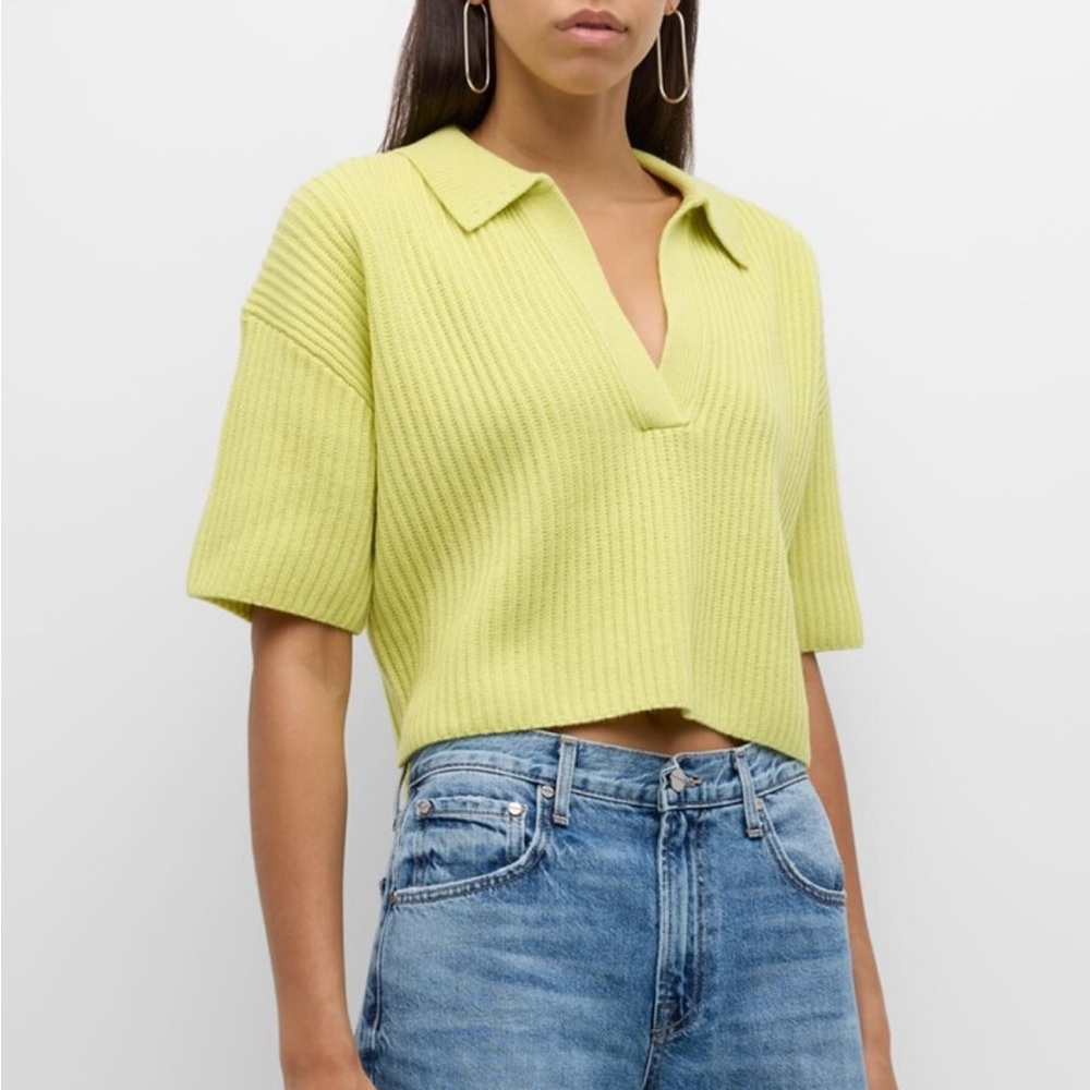 TWP Tallulah cashmere short sleeve polo sweater